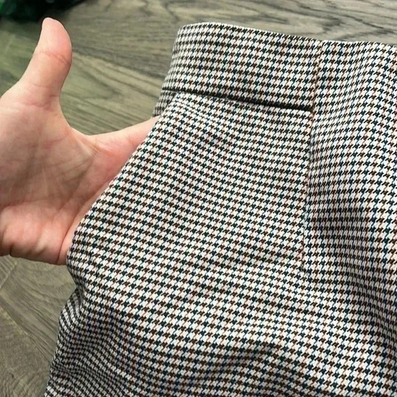 ZARA |  Brown and blue gingham patterned ankle pants - Picture 6 of 11